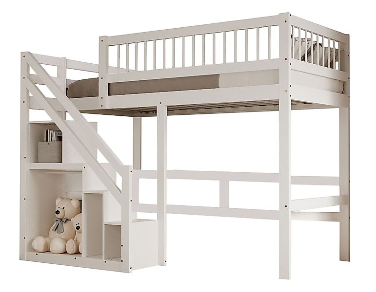 SeedWave Hochbett Holzbett mit Stauraumtreppe und günstig online kaufen