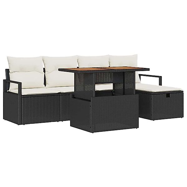 vidaXL Garten-Sofa-Set mit Kissen 6-Tlg Schwarz Poly Rattan 3359988 günstig online kaufen