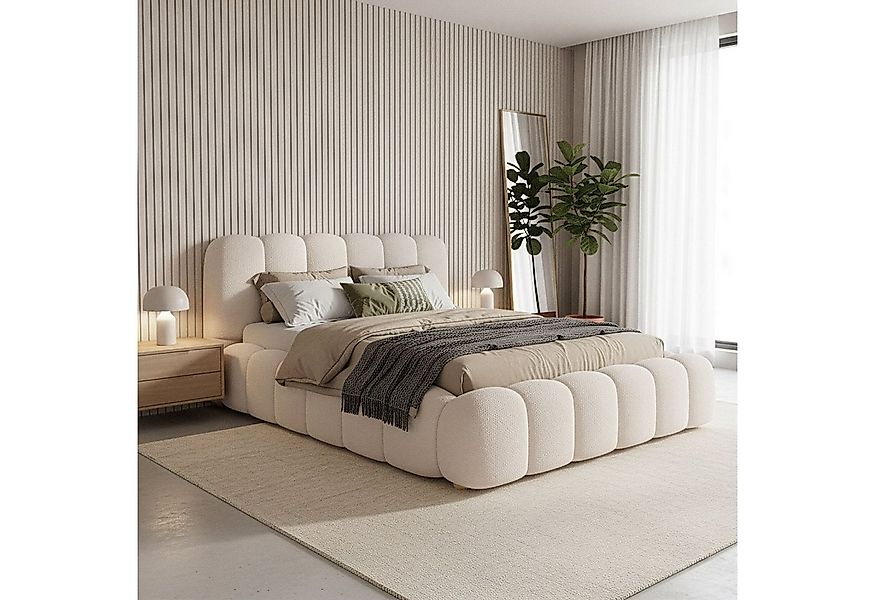 Juskys Polsterbett Catania, Gepolstertes Kopfteil, Bubble Design, Bouclé St günstig online kaufen