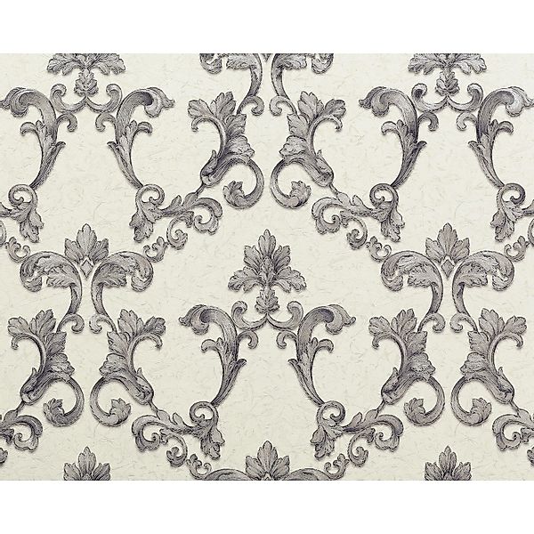 EDEM 9085-27 Barock Vliestapete Floral Schimmernd Weiß Silber Grau 1,06 m x günstig online kaufen