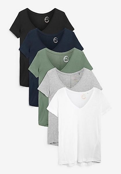 Next T-Shirt Lässige T-Shirts mit V-Ausschnitt im 5-Pack (5-tlg) günstig online kaufen