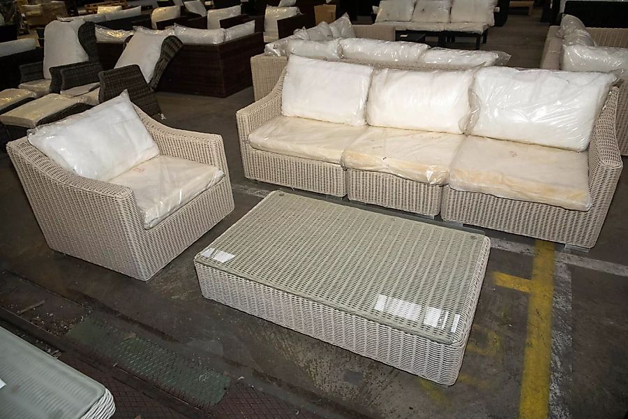 #HBM 3079: Sofa Del Mar mit Sessel + Tisch Barcelona-perlweiß günstig online kaufen