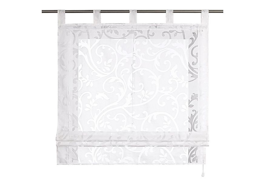 Delien Raffrollo Jessica, mit Schlaufen, Voile Uni mit Floral Ausbrenner günstig online kaufen