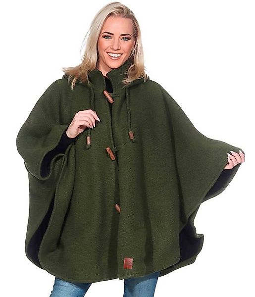 KUNST UND MAGIE Strickcape Strick Poncho+Kapuze Umhang Cape Strickjacke Wol günstig online kaufen