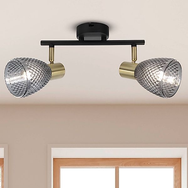 Deckenleuchte Lindita, 2-flammig, Glas, rauchgrau, E14 günstig online kaufen