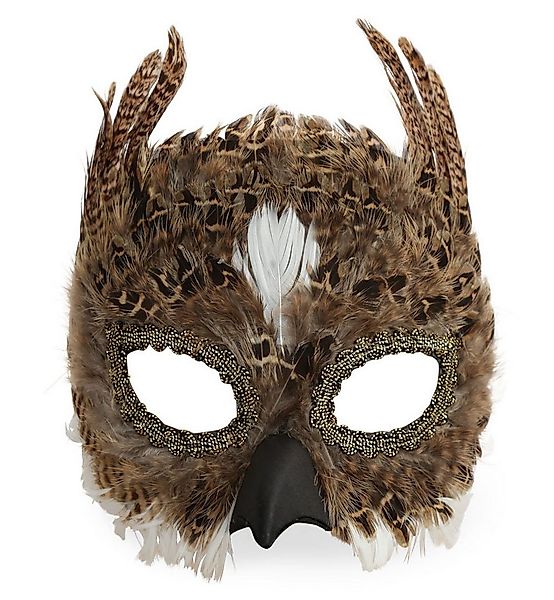 Fries Verkleidungsmaske Maske Gesichtsmaske Domino Eule mit Federn Karneval günstig online kaufen