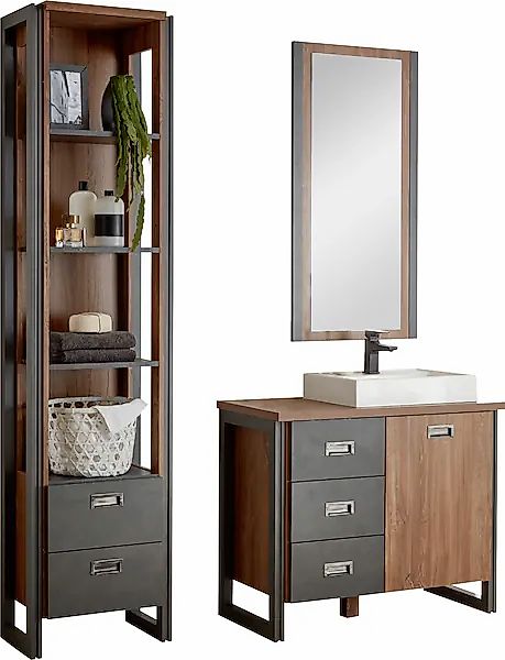 Home affaire Badmöbel-Set »Detroit, Bad im Industrialdesign, 3-teiliges Bad günstig online kaufen