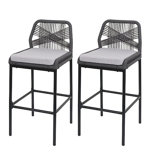 MCW Barhocker O21 2er-Set Anthrazit Kissen Hellgrau günstig online kaufen