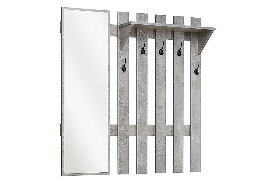 Mondeer Garderobenpaneel Garderobe mit Spiegel, Wandhalter mit 5 Häkchen, 1 günstig online kaufen