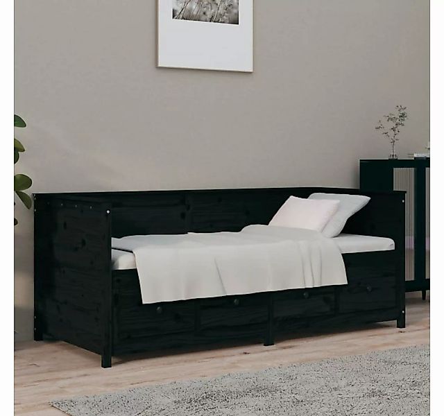 vidaXL Bettgestell Tagesbett Schwarz 75x190 cm Massivholz Kiefer Bett Bettg günstig online kaufen
