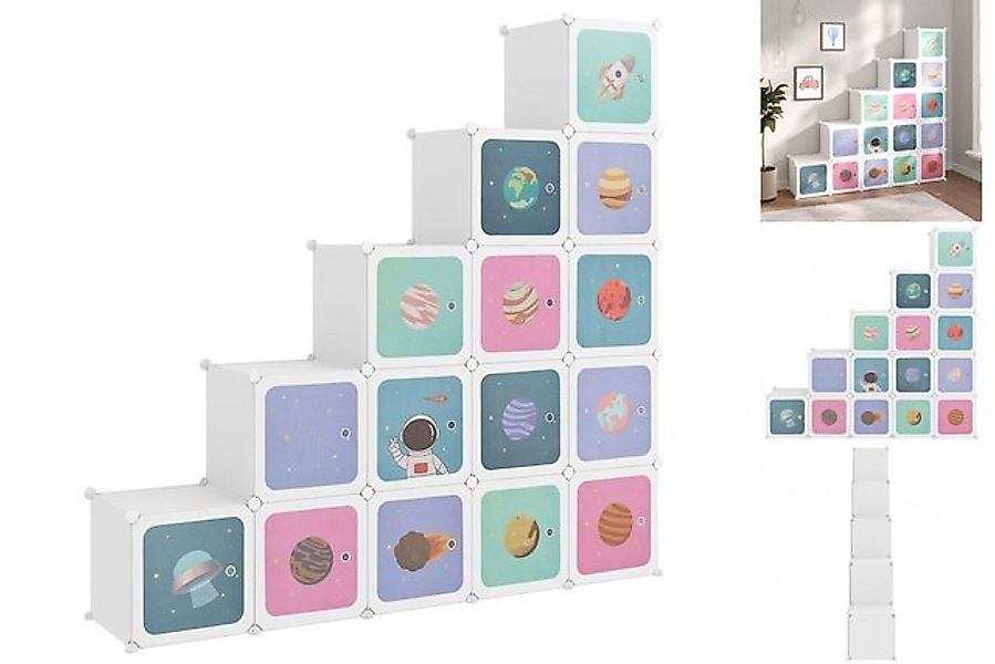 vidaXL Mehrzweckschrank Kinderschrank Modular mit 15 Würfeln Weiß Kunststof günstig online kaufen