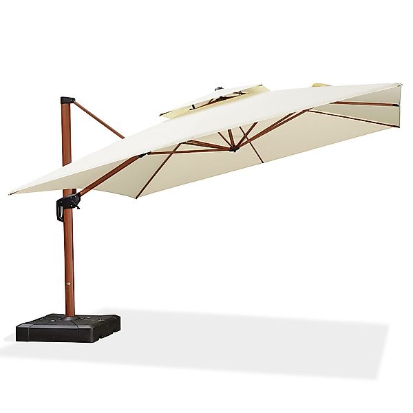 PURPLE LEAF Sonnenschirm Holzoptik Quadratischer Außenbereich günstig online kaufen