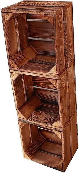 Teramico Holzkiste Weinkiste Holzkiste 22x20,5x15cm 3x Geflammt, Aufbewahru günstig online kaufen
