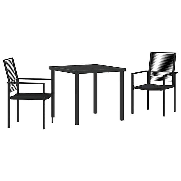 vidaXL 3-Teiliges Garten-Esszimmer-Set aus Schwarzem PVC-Rattan 3379163 günstig online kaufen