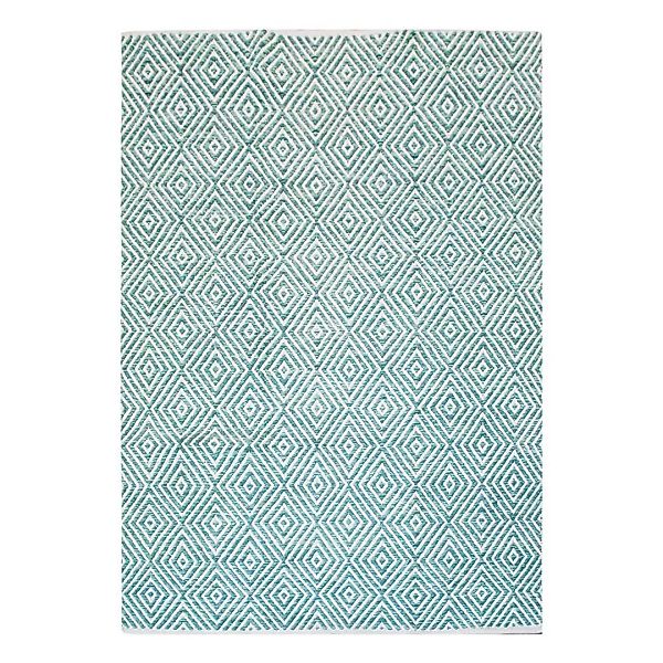 Gewebter Teppich in Blau und Creme Weiß geometrisch gemustert günstig online kaufen