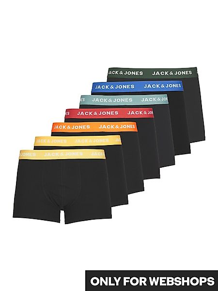 Jack & Jones 7-er Set Trunks Schwarz mit verschiedenfarbigem Webbund günstig online kaufen