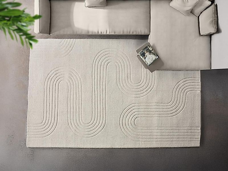 Relief-Teppich mit abstraktem Muster - 100 % Wolle - handgetuftet - 160 x 2 günstig online kaufen