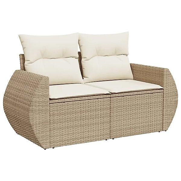 vidaXL Gartensofa mit Kissen 2-Sitzer Beige Poly Rattan 366062 günstig online kaufen