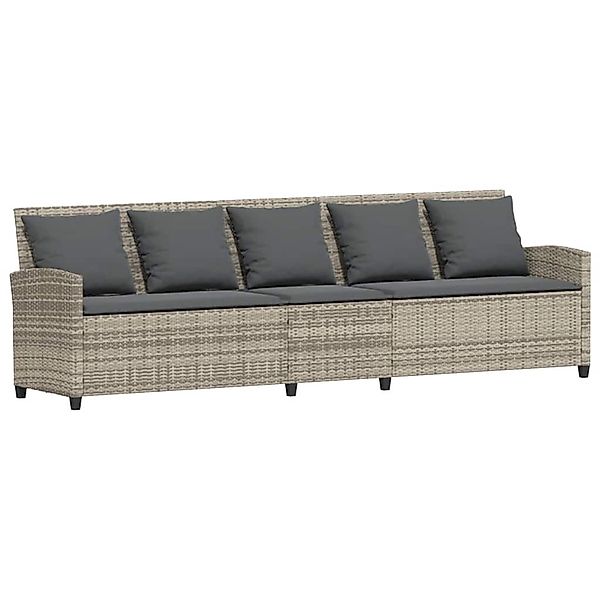 vidaXL Gartensofa 5-Sitzer mit Kissen Hellgrau Poly Rattan 4104117 günstig online kaufen
