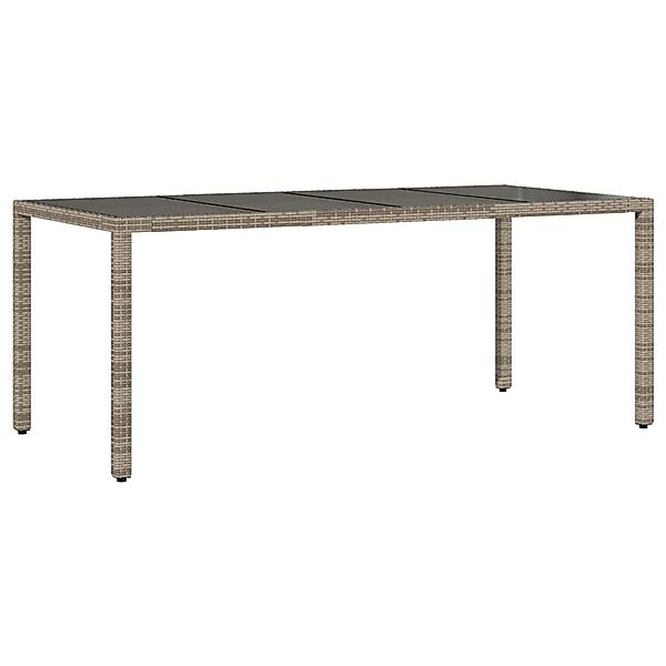 vidaXL Gartentisch mit Glasplatte Grau 190x90x75 cm Poly Rattan 365538 günstig online kaufen