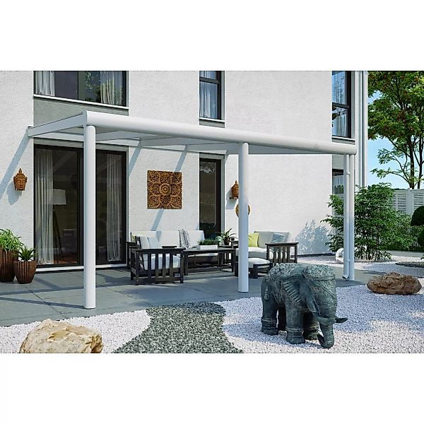 Skan Holz Terrassenüberdachung Garda 434 x 257 cm Aluminium Weiß günstig online kaufen