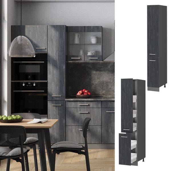 Vicco Hochschrank R-Line, Schwarz Beton/Anthrazit, 30 günstig online kaufen
