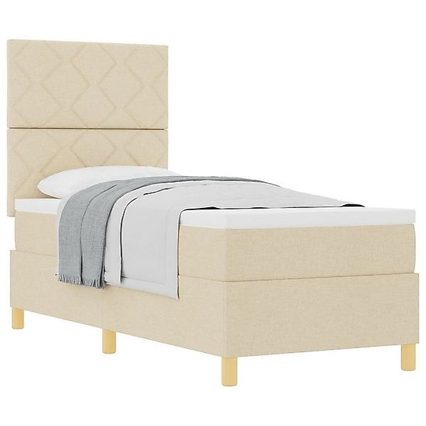 vidaXL Bett Boxspringbett mit Matratze Creme 80x200 cm Stoff (1-tlg) günstig online kaufen