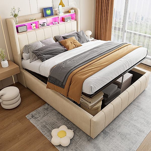 HAUSS SPOLE Polsterbett 140x200cm mit LED-Beleuchtung günstig online kaufen