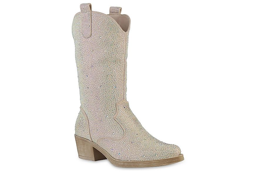 VAN HILL 840905 Cowboystiefel Damen Cowboystiefel Stiefel Spitze Strass Wes günstig online kaufen