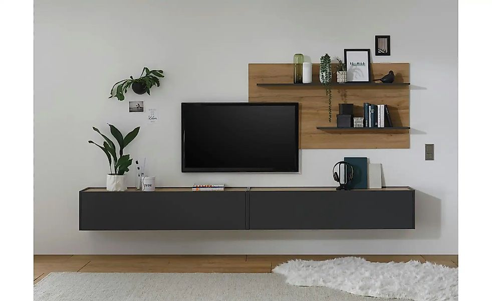 Wohnwand  Cande ¦ grau ¦ Maße (cm): B: 300 H: 30 Kommoden & Sideboards > Wo günstig online kaufen