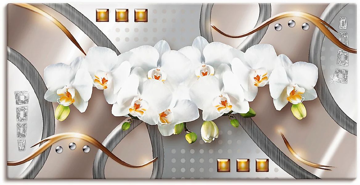 Artland "Orchideen mit Elementen" Blumen 1 Stk. tlg. als Leinwandbild, Post günstig online kaufen