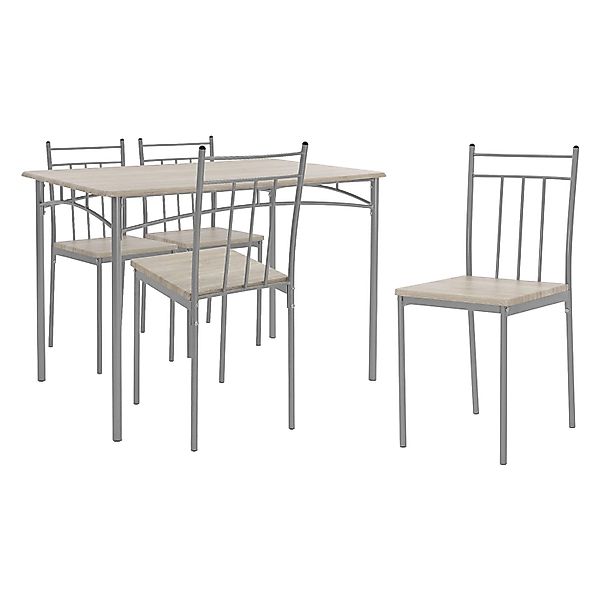 ML-Design Essgruppe Set 5-Tlg Esstisch mit 4 Stühlen Eiche Hellg für 4 Pers günstig online kaufen