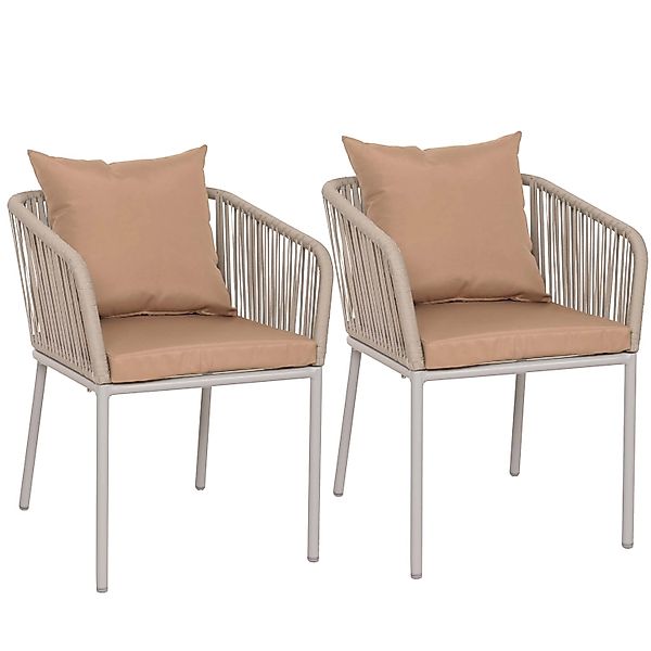 PROREGAL Gartenstuhl 2er-Set 75x55x55cm Sitzhöhe 48cm Wetterfest Aluminium günstig online kaufen