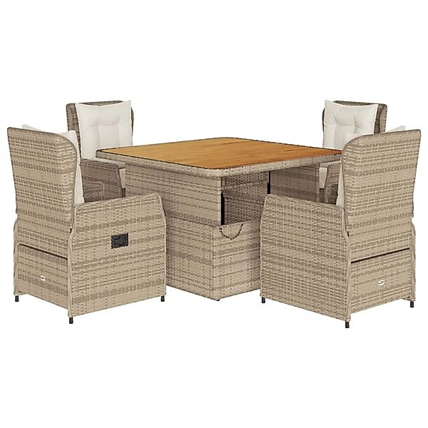 vidaXL 5-tlg Garten-Essgruppe mit Kissen Beige Poly Rattan Modell 67 günstig online kaufen