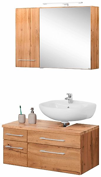 welltime Badmöbel-Set "Davos" 3 Stk. tlg. mit LED-Beleuchtung, Hängeschrank günstig online kaufen