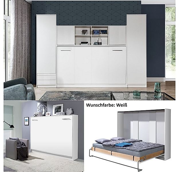 QMM TraumMöbel Schrankbett Wandbett HB 90x200 mit 2 Schränken & Aufsatz (Mö günstig online kaufen