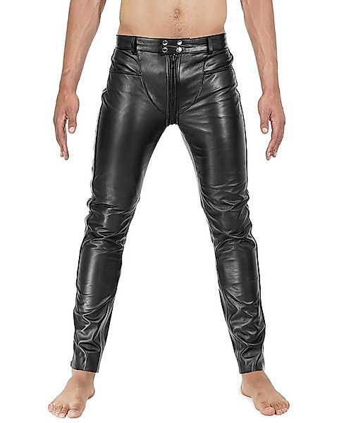 Lederhose Herren Lederhose Lederjeans mit durchgehendem Reißverschluss Bock günstig online kaufen