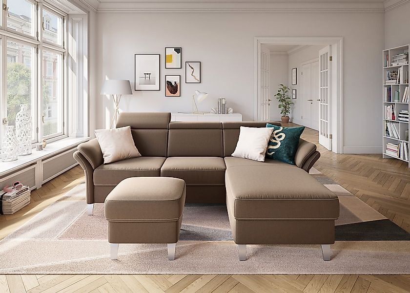 sit&more Ecksofa "Vincenzo L-Form" inklusive Kopfteilverstellung, wahlweise günstig online kaufen