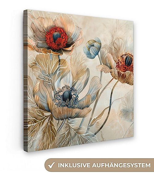 OneMillionCanvasses® Leinwandbild Blumen - Beige - Modern - Illustration, F günstig online kaufen