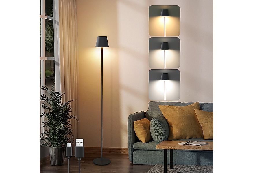 ZMH LED Stehlampe Wohnzimmer Dimmbar Modern Kabellos 125 cm Standleuchte Bü günstig online kaufen