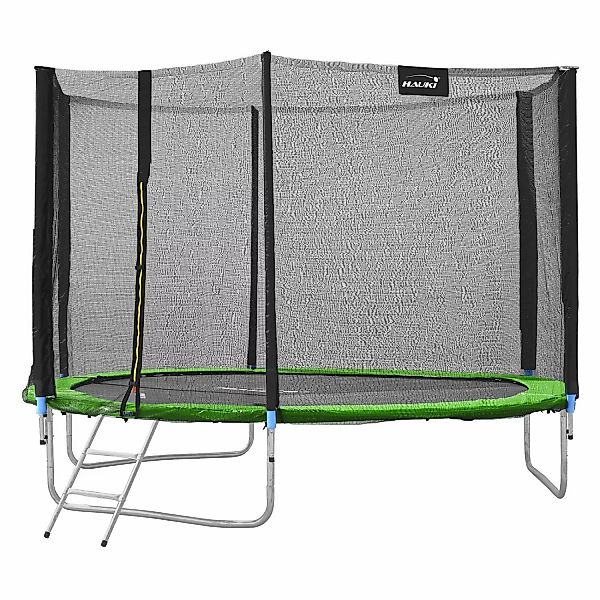 Hauki Trampolin Outdoor 305cm Grün GS Geprüft Rundes Gartentrampolin bis 15 günstig online kaufen