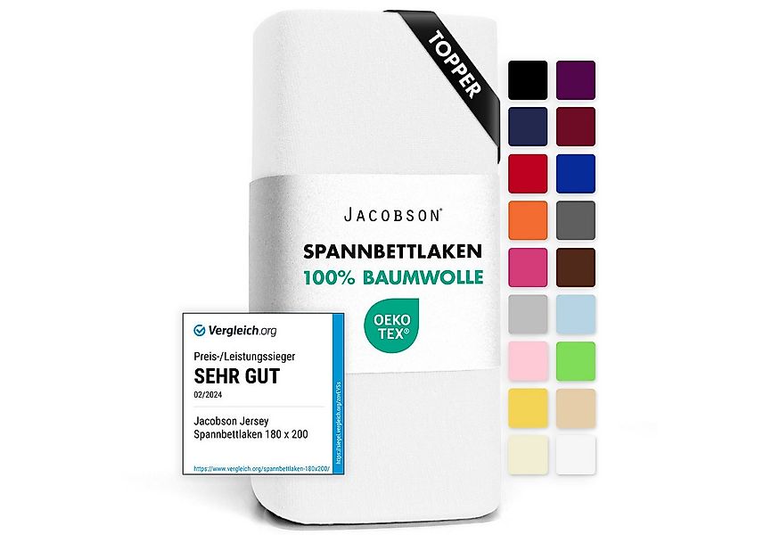 Jacobson Spannbettlaken TOPPER aus 100% Baumwolle, Jersey Bettlaken 160 g/m günstig online kaufen