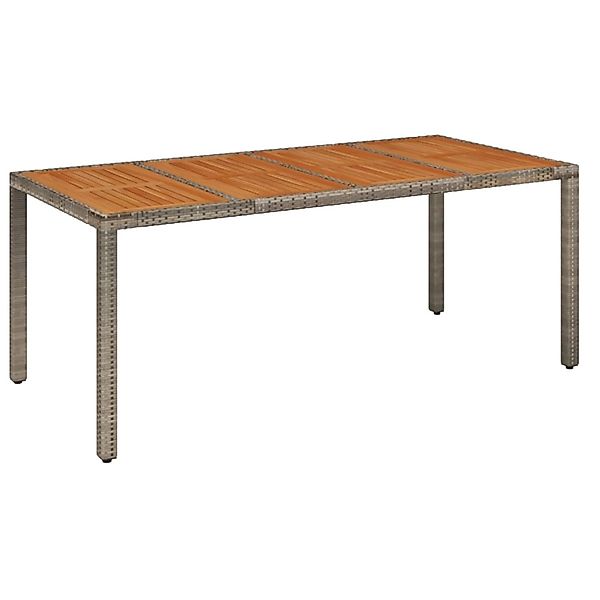 vidaXL Gartentisch mit Holzplatte Grau 190x90x75 cm Poly Rattan 319906 günstig online kaufen