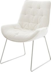 DELIFE Polsterstuhl Taimi-Flex, Kufengestell Edelstahl Bouclé günstig online kaufen