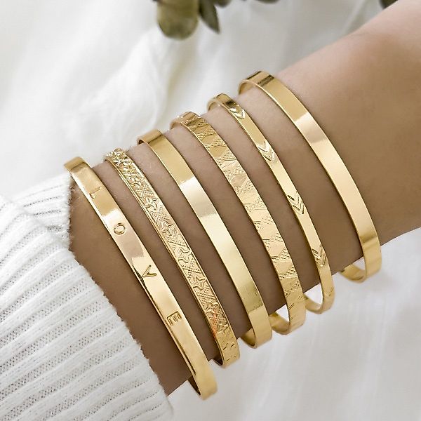 RWEUOQ Armband 6-teiliges Gold-Armband-Set, Punk Armband günstig online kaufen