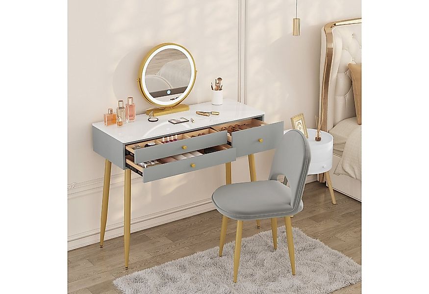 Woltu Schminktisch (1-St), mit Samthocker und einstellbare LED Spiegelleuch günstig online kaufen