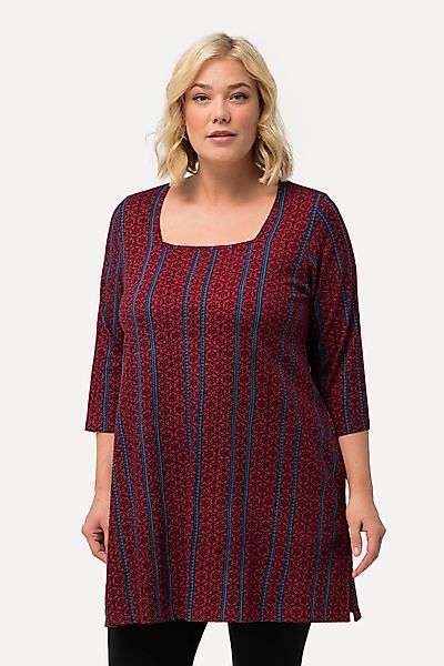Ulla Popken Longshirt Longshirt A-Linie Carree-Ausschnitt günstig online kaufen