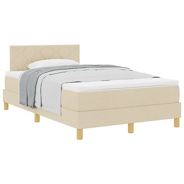 vidaXL Bett Boxspringbett mit Matratze Creme 120x200 cm Stoff (1-tlg) günstig online kaufen