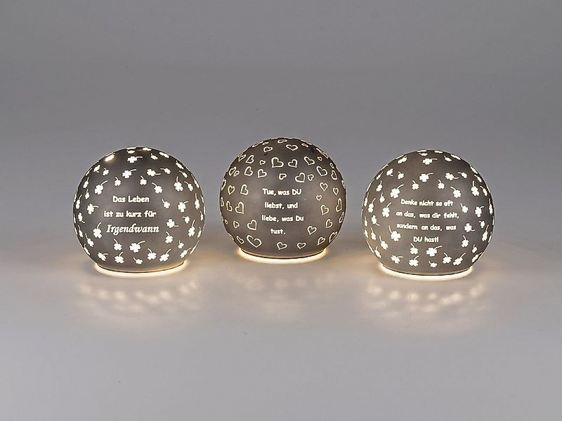 formano Kugelleuchte Sprüche, mit Timerfunktion, Grau, Motiv: Sprüche, Höhe günstig online kaufen