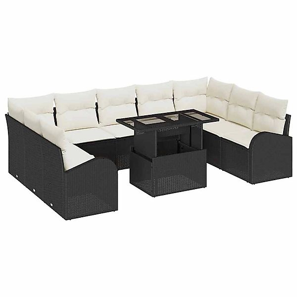 vidaXL Garten-Sofa-Set mit Speicher 10-Tlg Schwarz Poly Rattan 3357440 günstig online kaufen